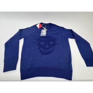 Men's Alexander McQueen NWT Blue Skeleton Wool Blend Sweater Size XL